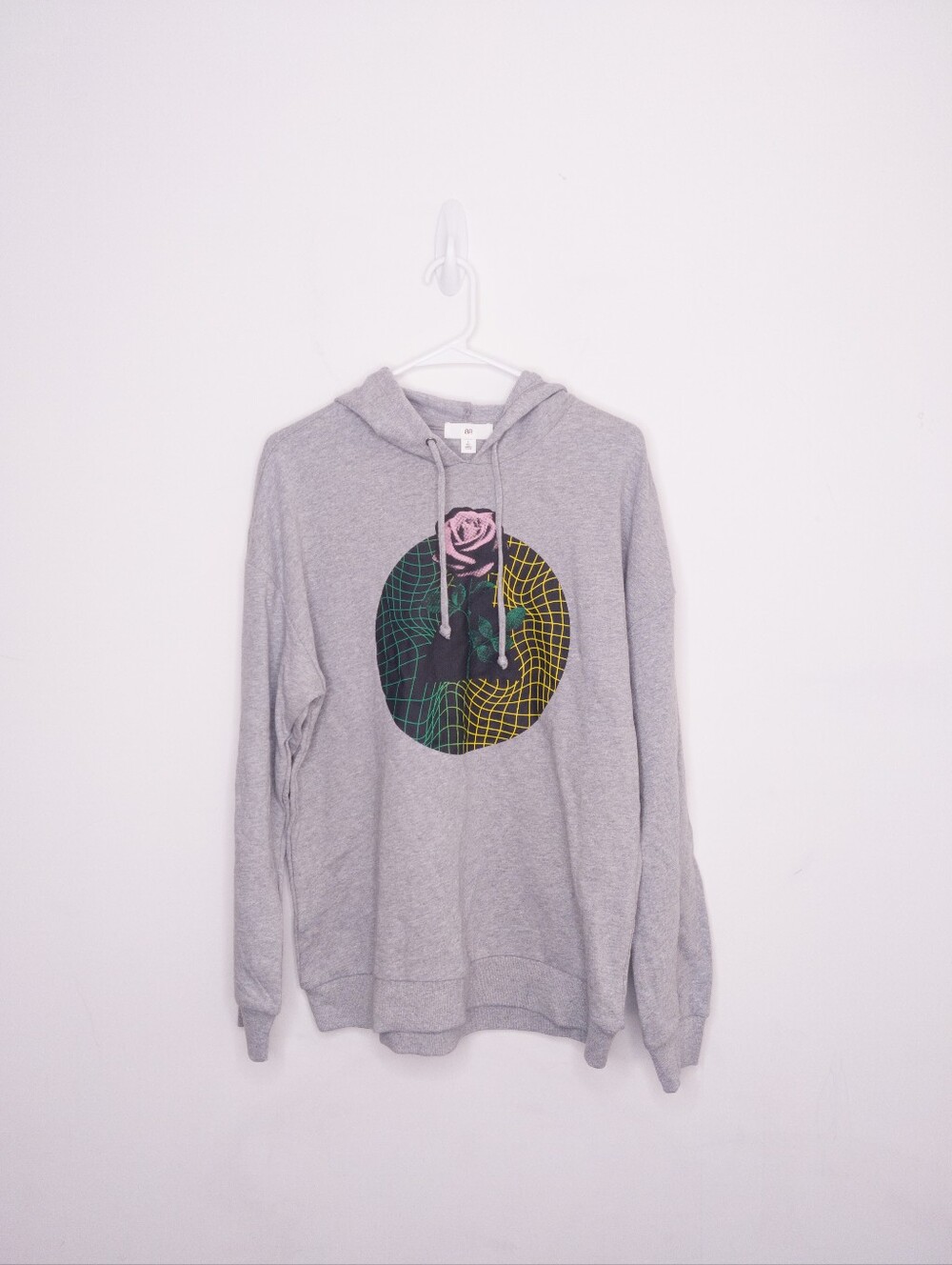 BP Nordstrom Mens Graphic Hoodie Size Small Gray Rose Sweatshirt